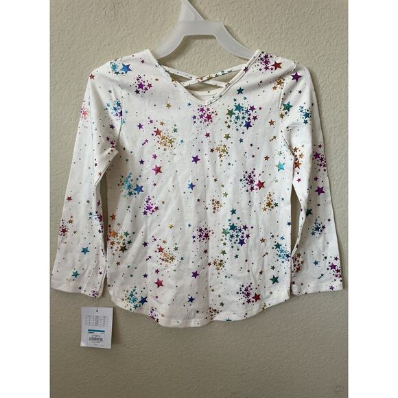 Jumping Beans Ivory Rainbow Ombré Foiled Stars Long Sleeve Girls’ Top Size 5 - Picture 3 of 4